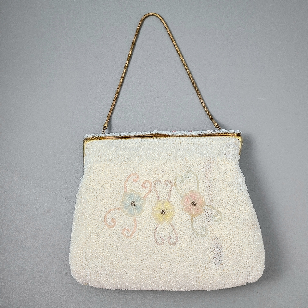 Walborg Made In Belgium Handmade 30s 40s Pastel Beaded Vintage Bag - Picture 2 of 10